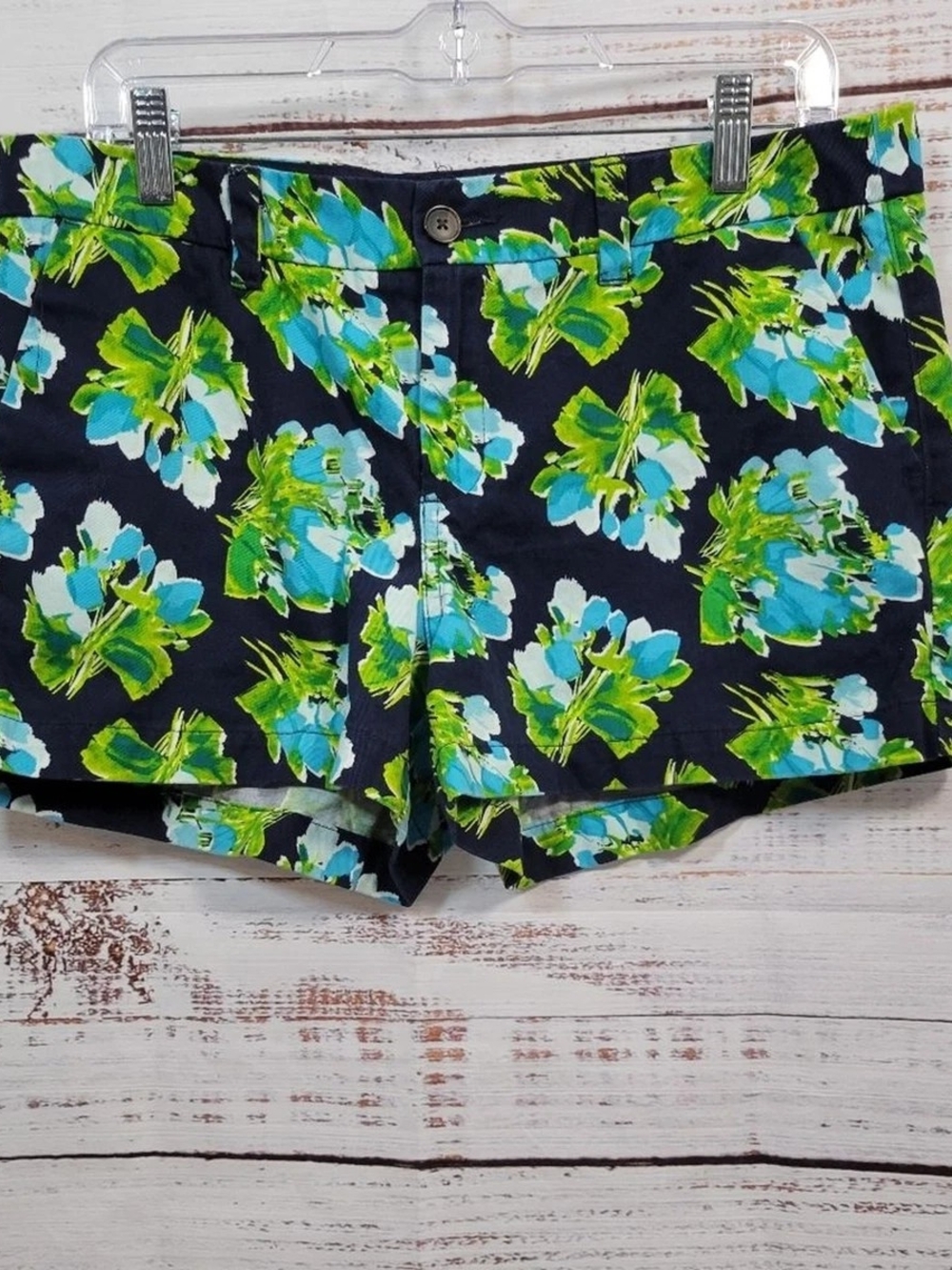 Merona Floral Print Women’s Shorts - Navy with Blue & Green Sz 2